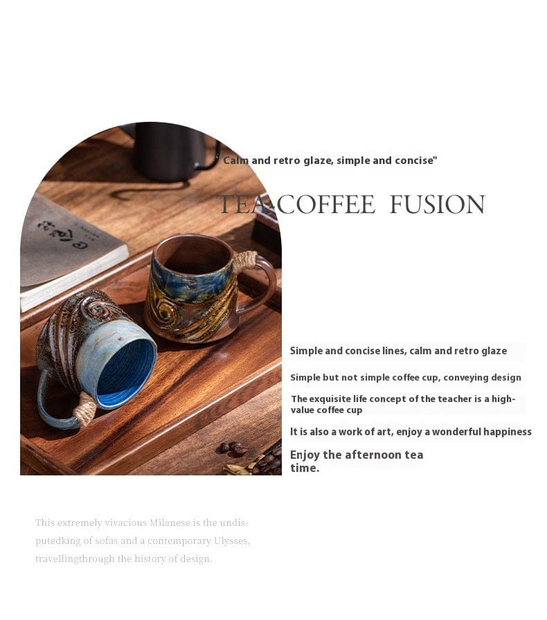 كوب بورسلين إبداعي بتصميم حبل قنب حلزوني عتيق