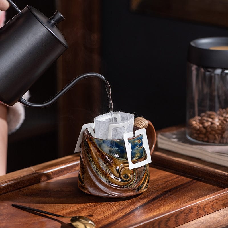 كوب بورسلين إبداعي بتصميم حبل قنب حلزوني عتيق