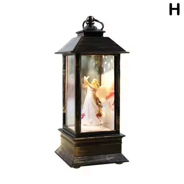 أضواء رياح على طراز عيد الميلاد، مجسمات كرتونية لسانتا كلوز/رجل الثلج، تخلق أجواءً رائعة مع فوانيس عيد الميلاد المعلقة