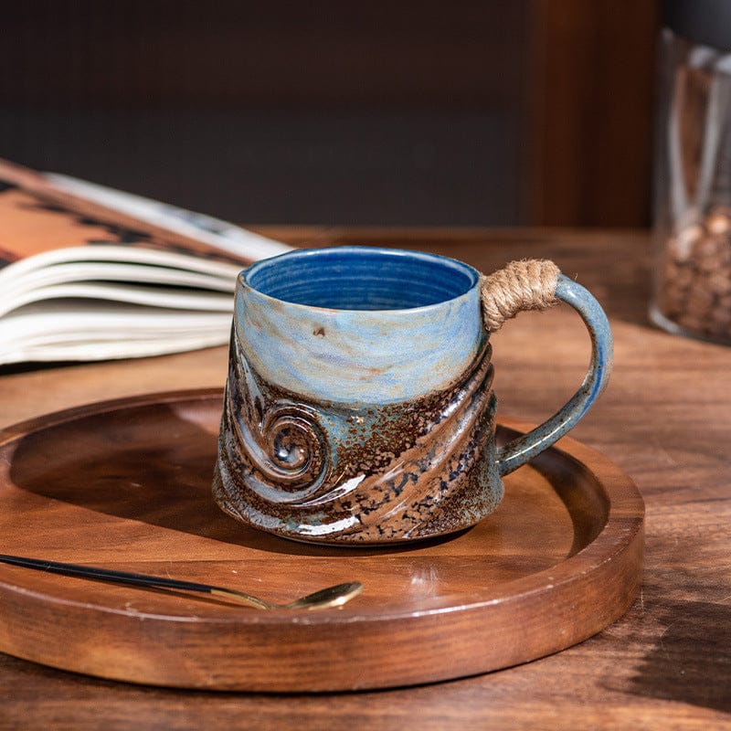 كوب بورسلين إبداعي بتصميم حبل قنب حلزوني عتيق